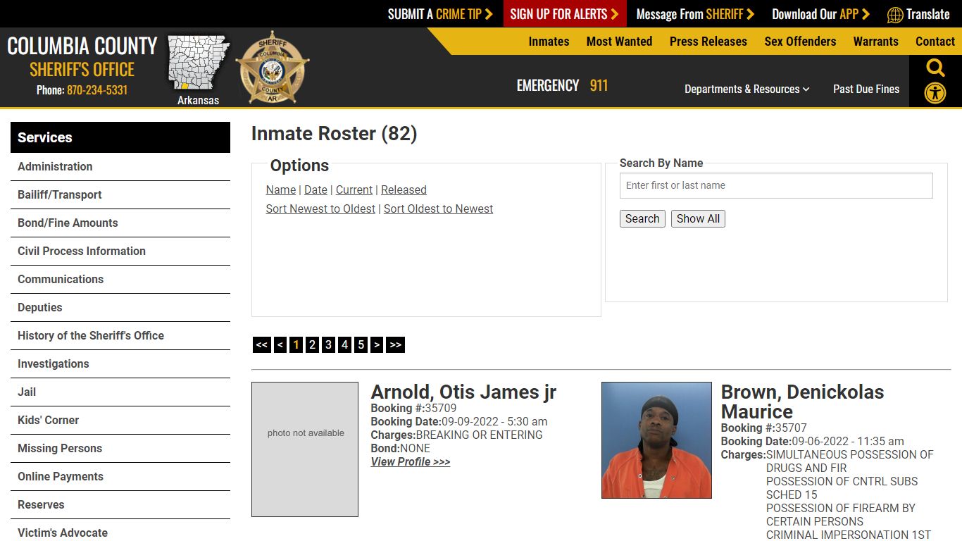 Inmate Roster (64) - Columbia County Sheriff AR